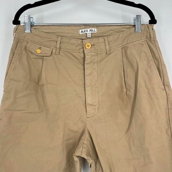 Alex Mill Standard Signature Pleated Pant Chino Tan Ankle pants Size 32 unisex - Picture 5 of 12